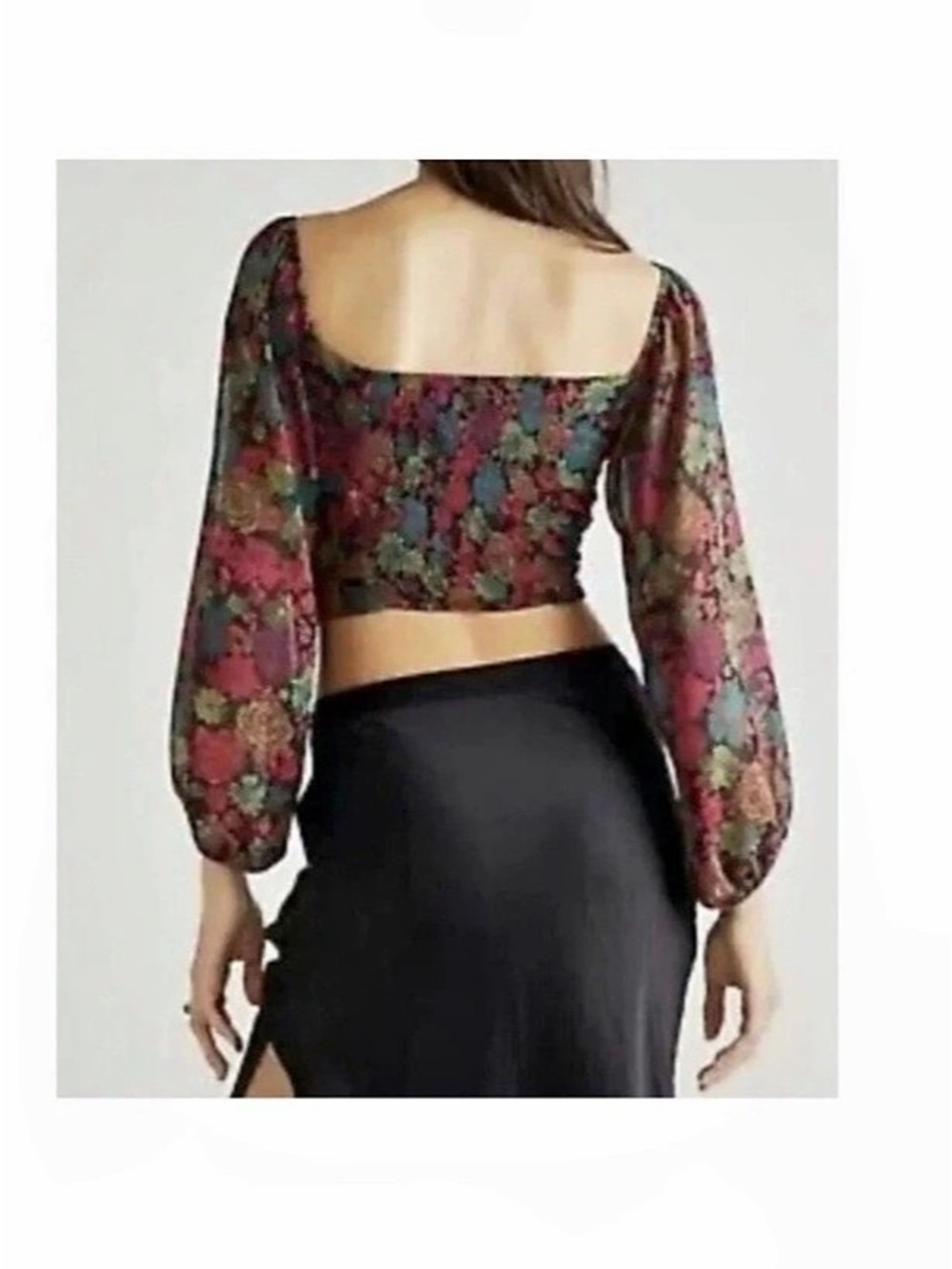 NWOT- Free People Through Oh Lala Top Floral Blouse Black & Red Small - Picture 2 of 13